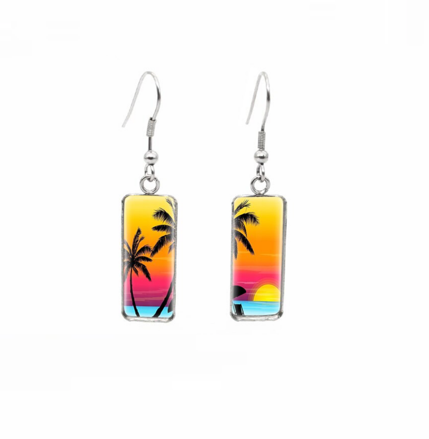 Beach Themed Rectangular Drop Earrings