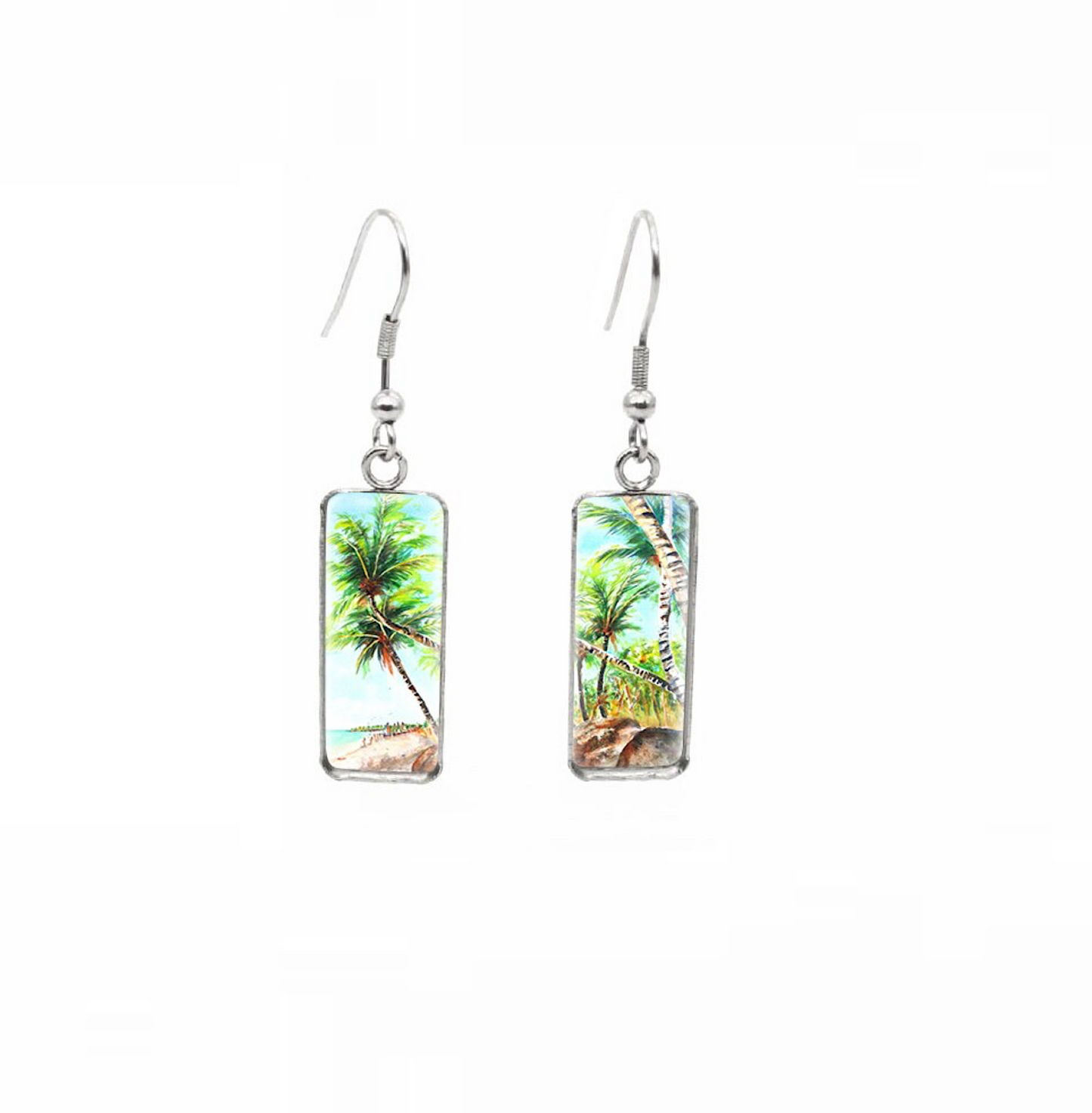 Beach Themed Rectangular Drop Earrings