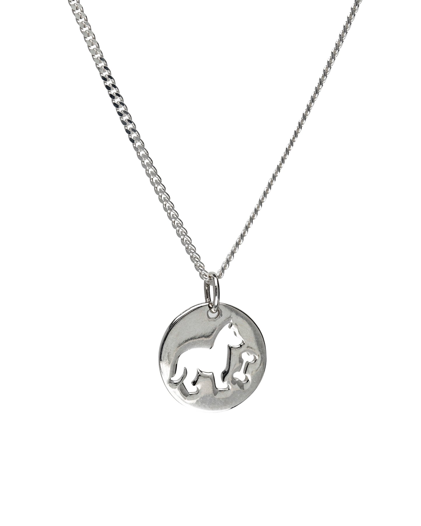 Sterling Silver Cutout Dog & Bone Pendant Necklace