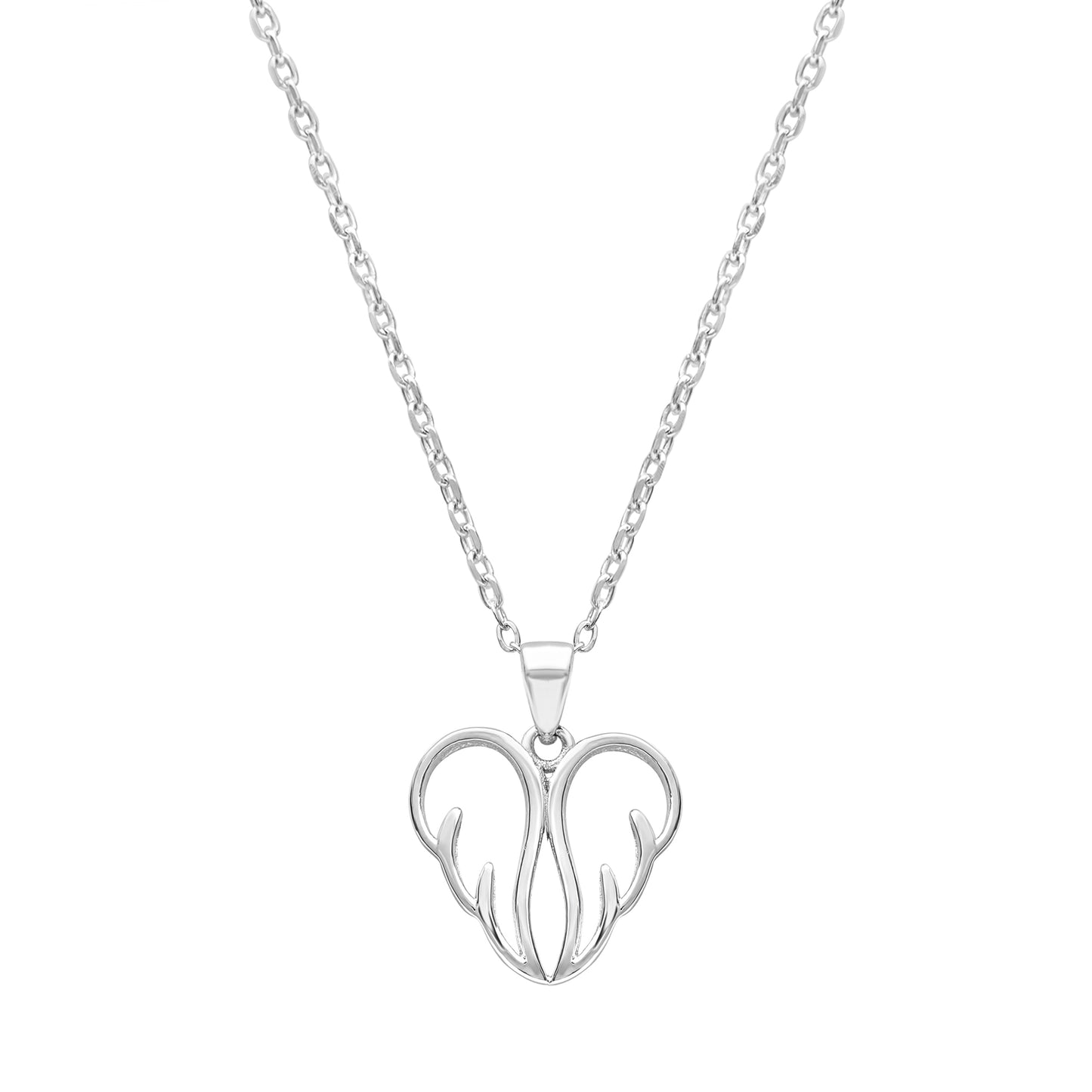 Sterling Silver  Wing Heart Pendant Necklace