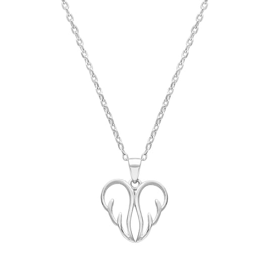 Sterling Silver  Wing Heart Pendant Necklace