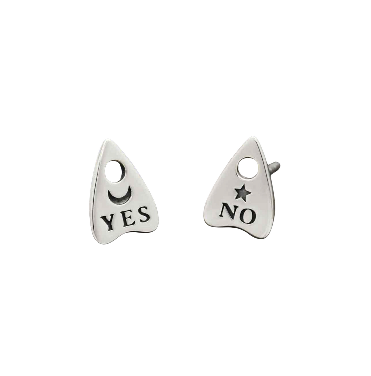 Sterling Silver Ouija Board Yes No Stud Earrings