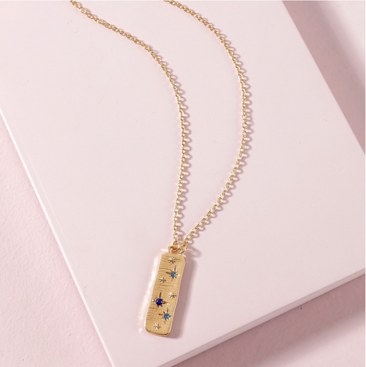 Gold Bar Star Crystal Necklace