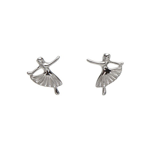 Sterling Silver Ballerina Stud Earrings