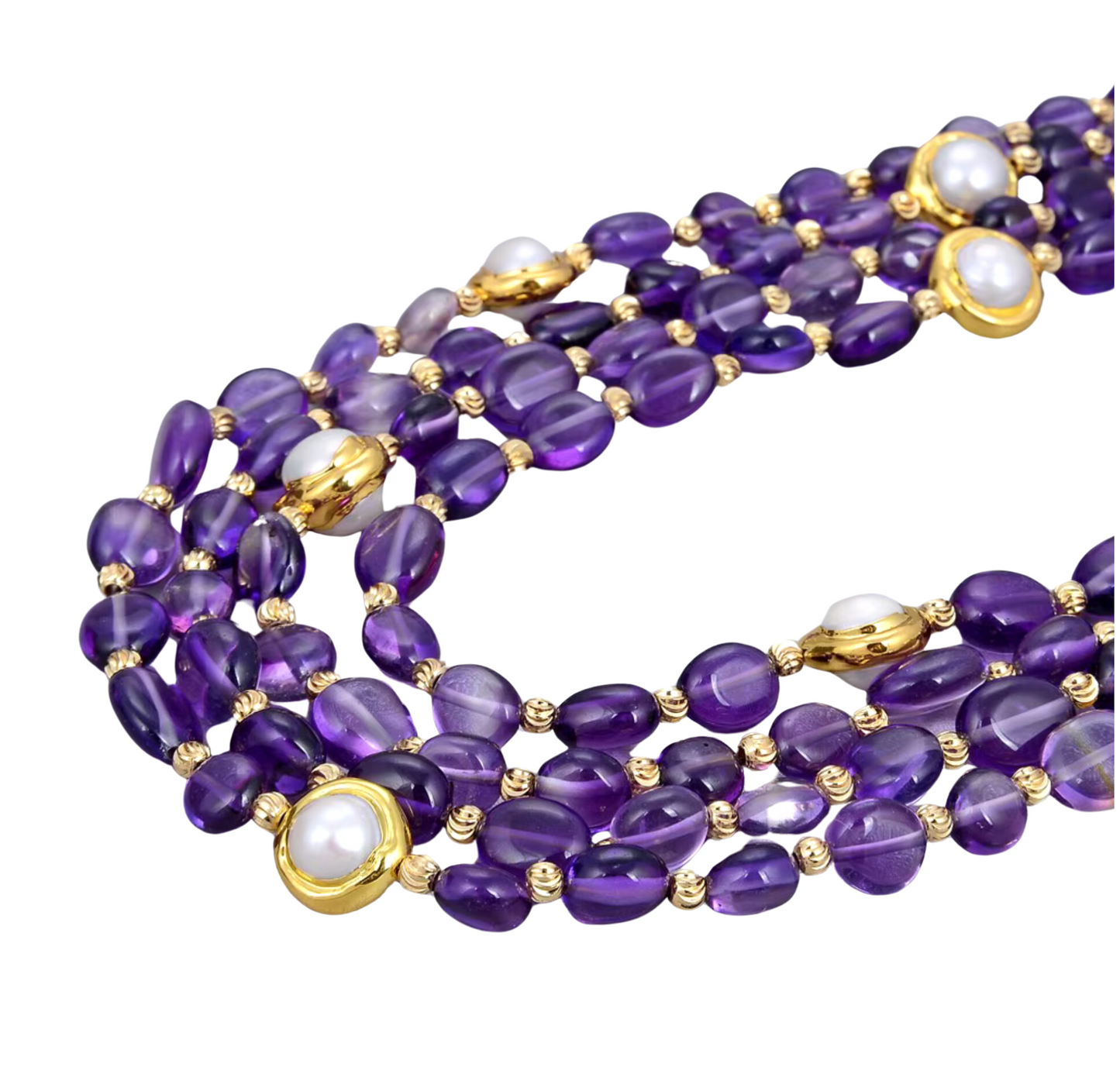 Natural Amethyst Cultured Pearl Multi-strand Necklace