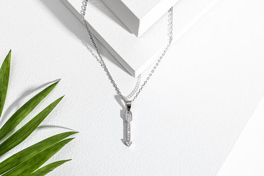 Cubic Zirconia & Sterling Silver Arrow Pendant Necklace