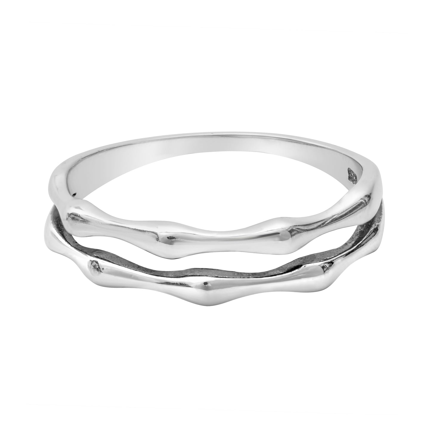 Sterling Silver Double Layered Bamboo Ring