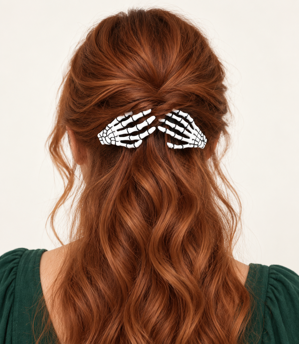 Skeleton Hand Halloween Hair Barrettes – Set of Two