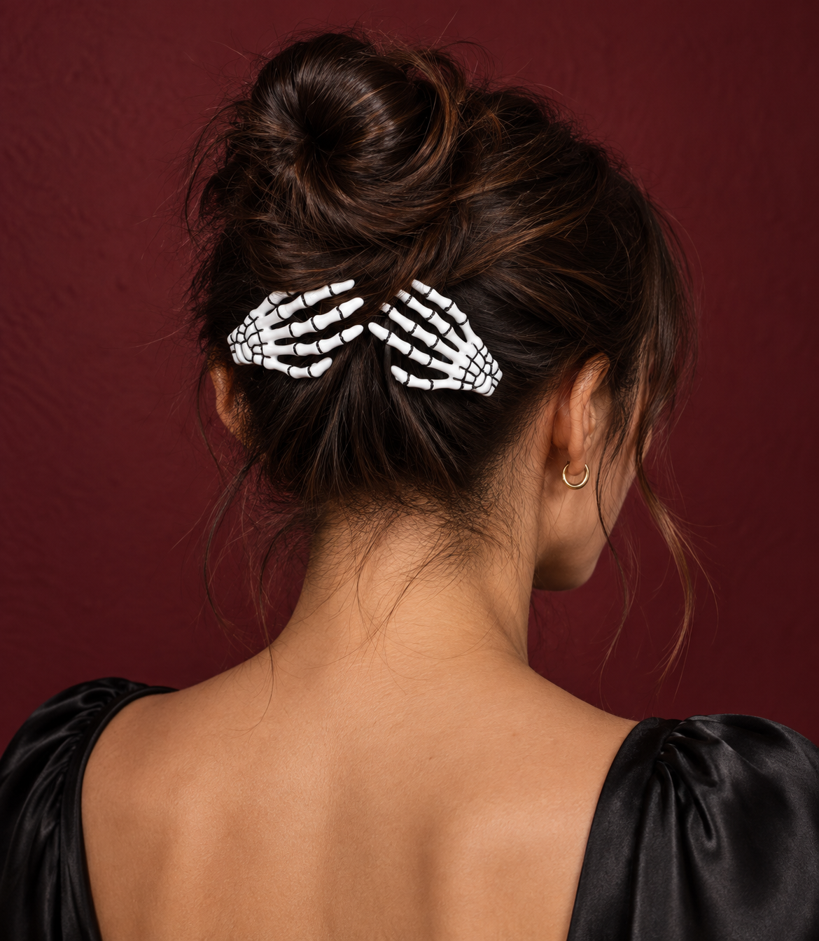 Skeleton Hand Halloween Hair Barrettes – Set of Two