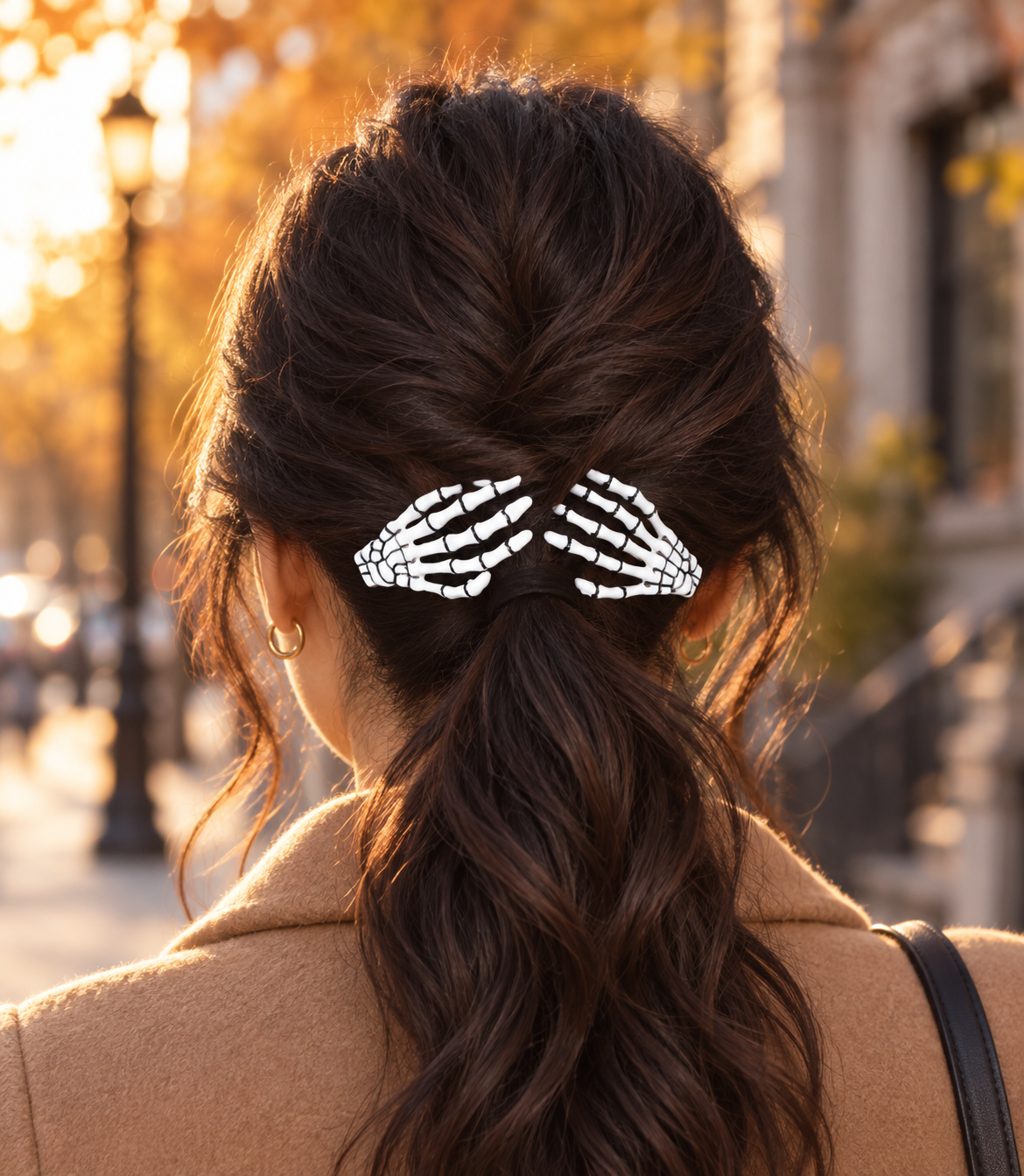 Skeleton Hand Halloween Hair Barrettes – Set of Two