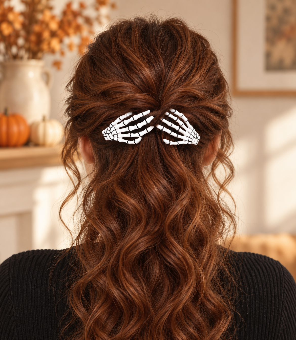 Skeleton Hand Halloween Hair Barrettes – Set of Two