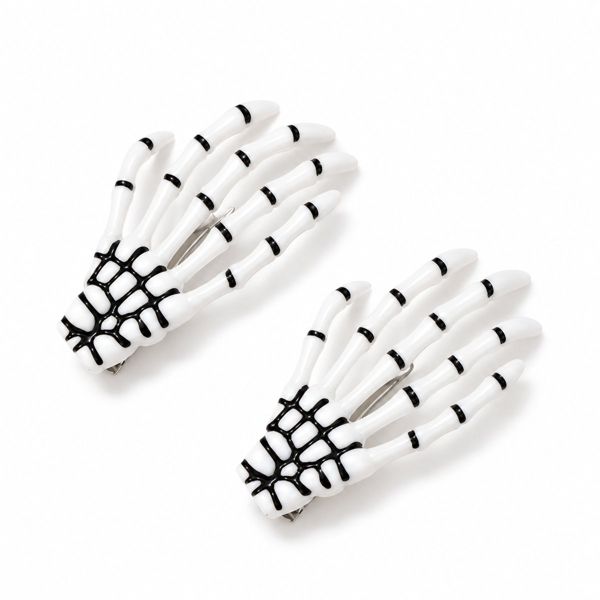 Skeleton Hand Halloween Hair Barrettes – Set of Two