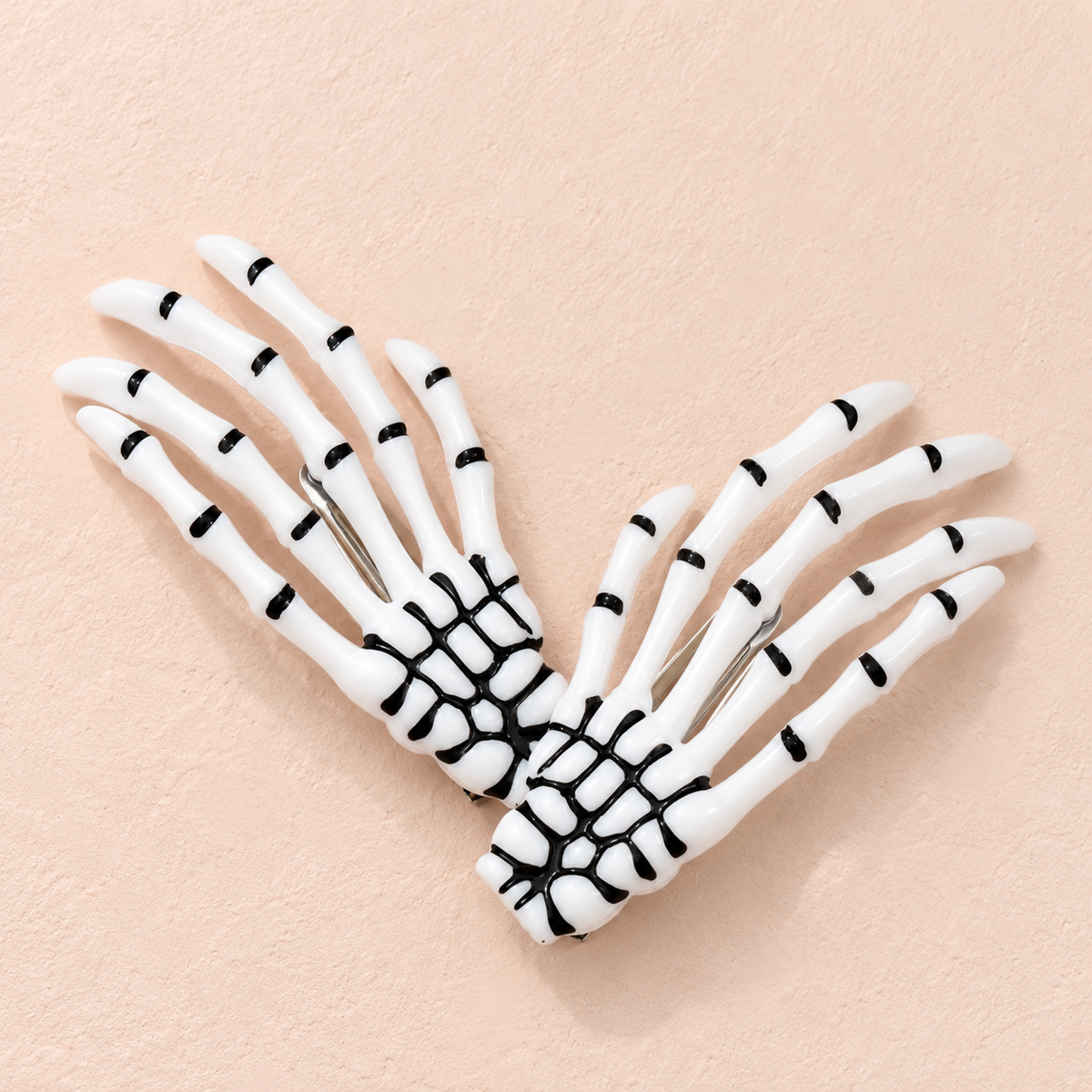 Skeleton Hand Halloween Hair Barrettes – Set of Two