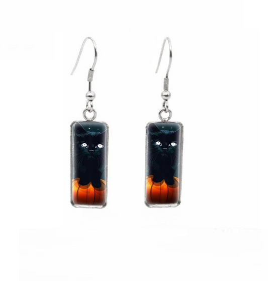 Halloween Themed Rectangular Drop Earrings