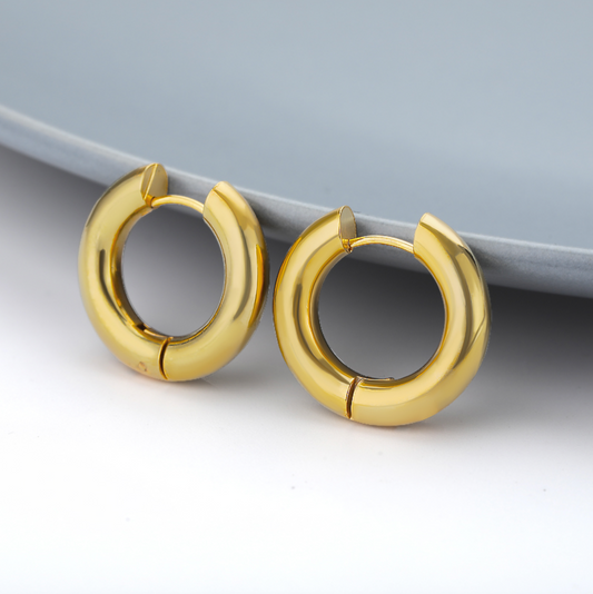 Goldtone Minimalist Huggie Hoop Earrings