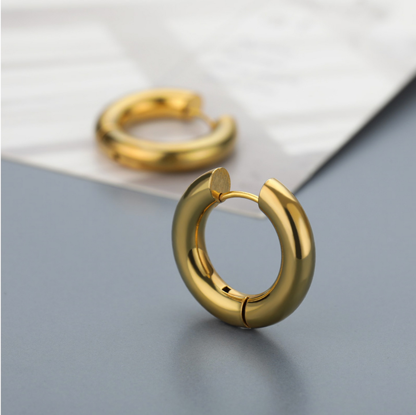 Goldtone Minimalist Huggie Hoop Earrings