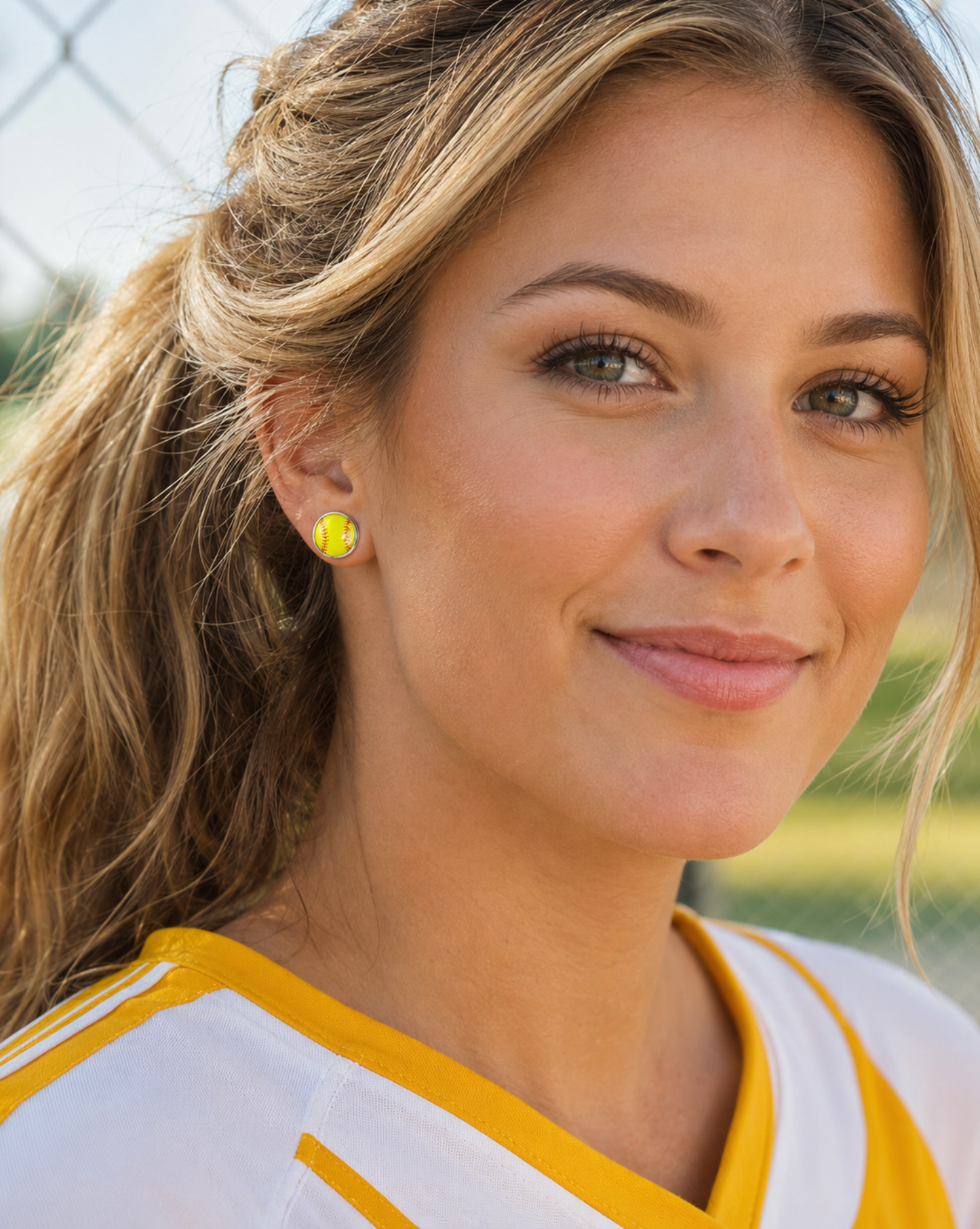 Set Of 3 Baseball & American Flag Stud Earrings