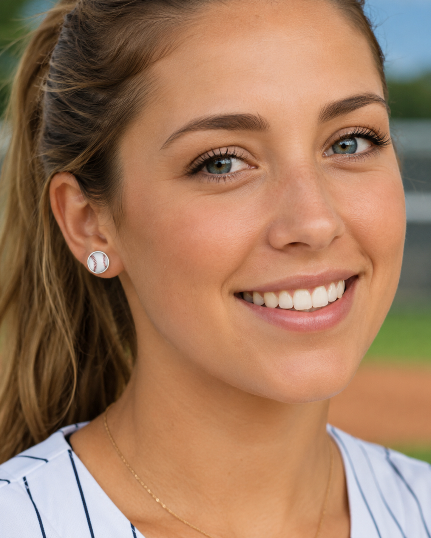 Set Of 3 Baseball & American Flag Stud Earrings