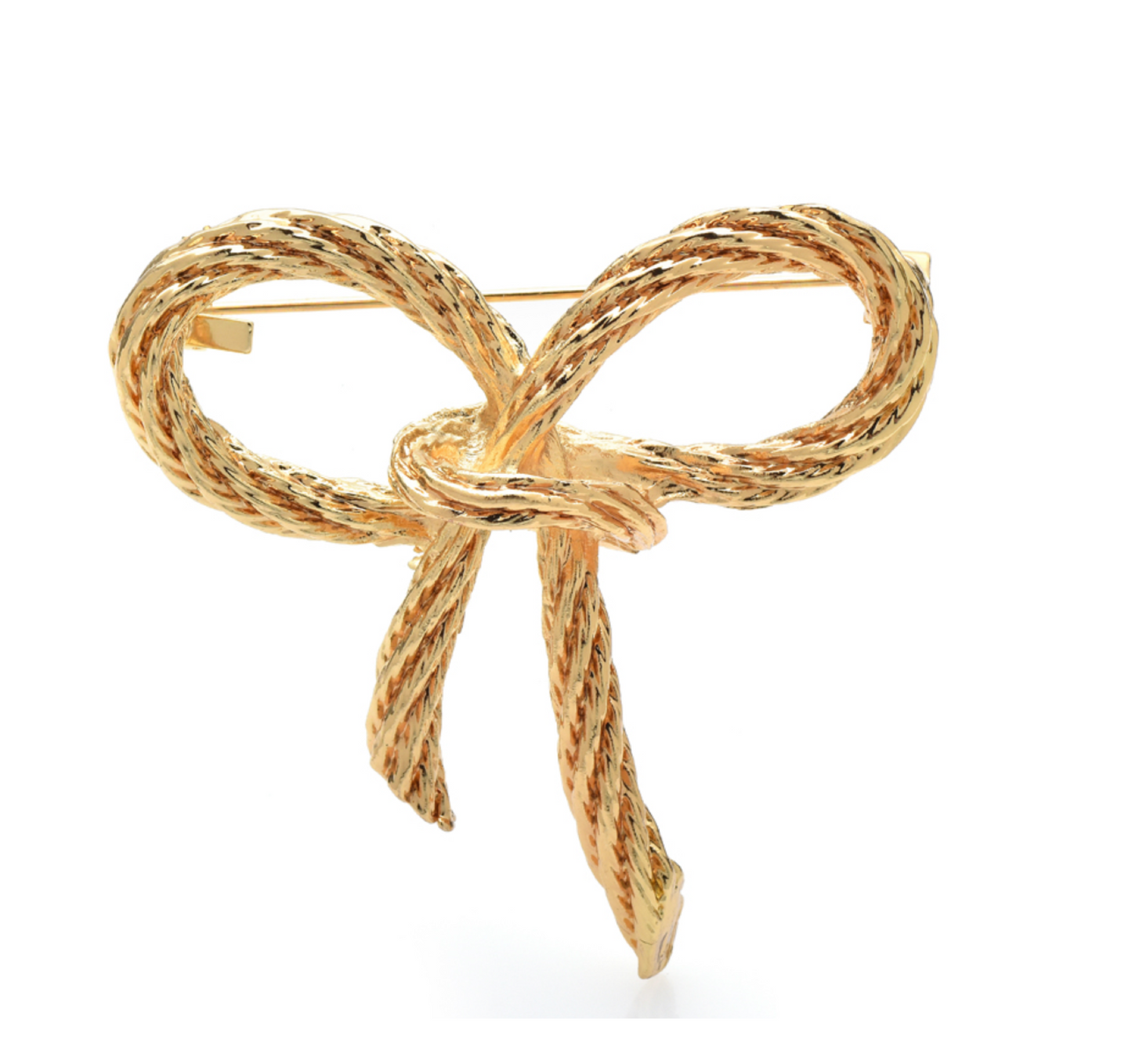 Goldtone Braided Tied Bow Brooch