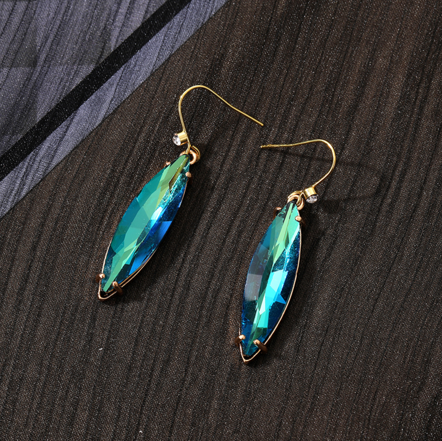 Goldtone & Iridescent Crystal Cat Eye Drop Earrings