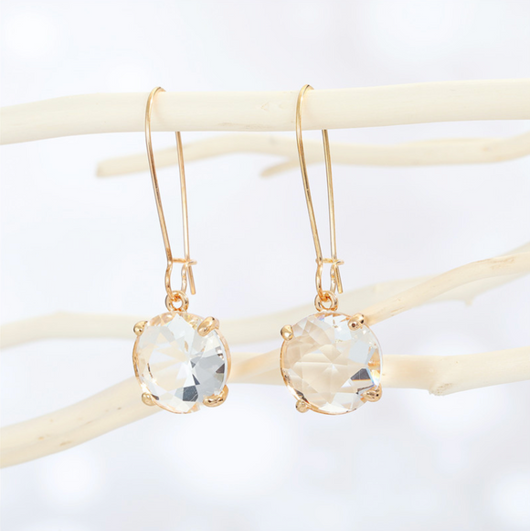 Goldtone & Clear Faceted Circular Crystal Drop Earrings