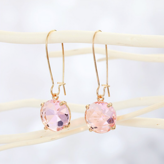 Faceted Dual Circular Crystal Drop Earrings