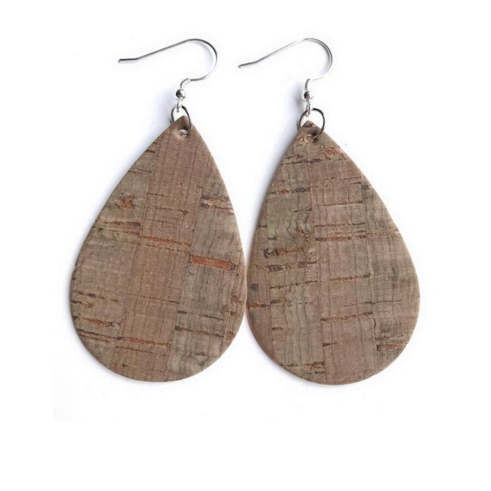 Neutral Textured Teardrop Drop Earrings