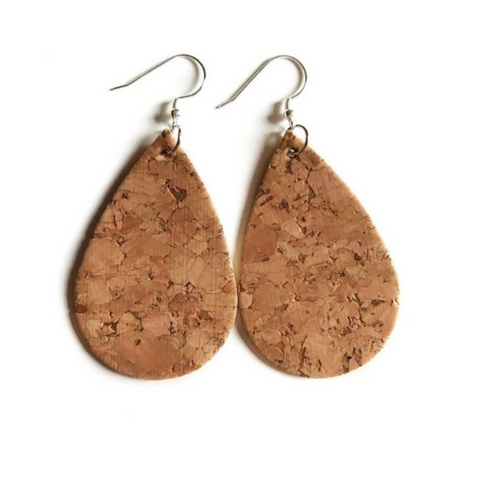 Neutral Textured Teardrop Drop Earrings