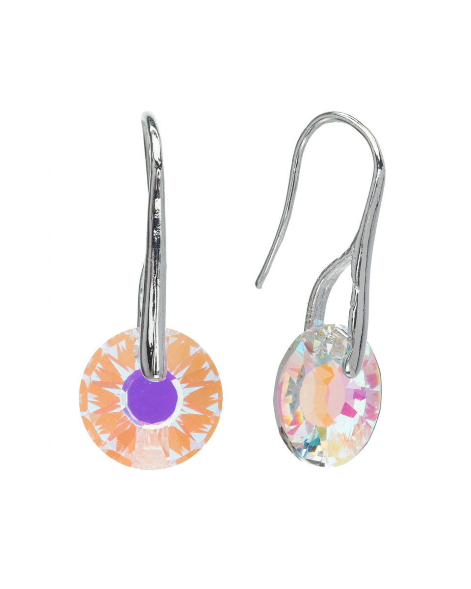 Silvertone Limited Edition Sun dish Drop Earrings with Swarovski Crystals in Moonlight