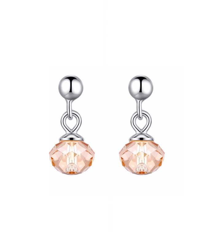 Silvertone Champagne Swarovski Crystal Drop Earrings