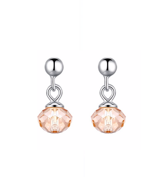 Silvertone Champagne Swarovski Crystal Drop Earrings