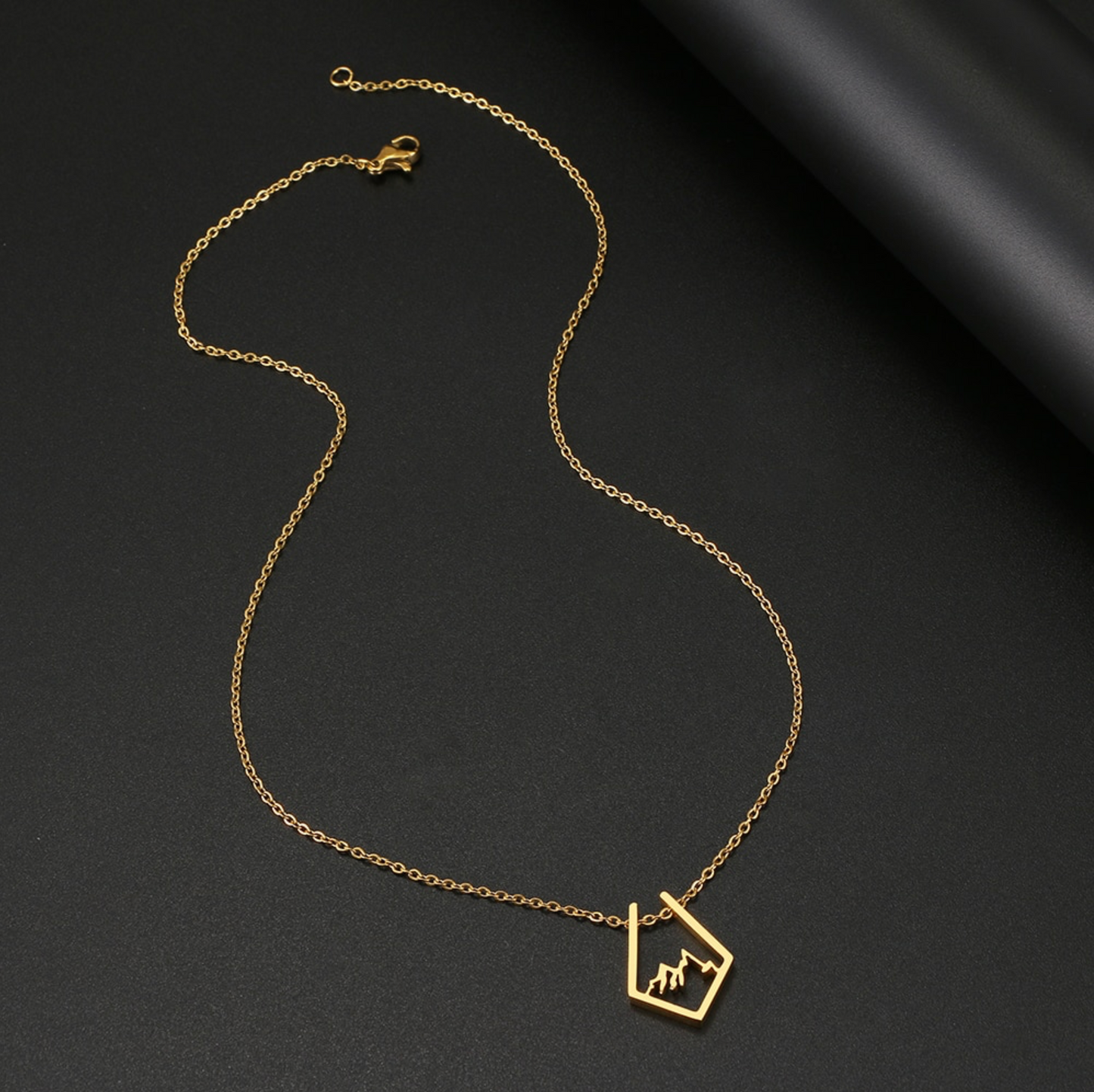 Goldtone Minimalist Mountain Range Pendant Necklace