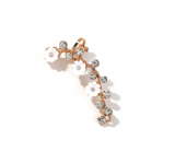 Goldtone Crystal & White Flower Ear Crawler