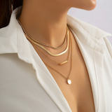 Goldtone & Crystal Layered Bar And Circular Necklace