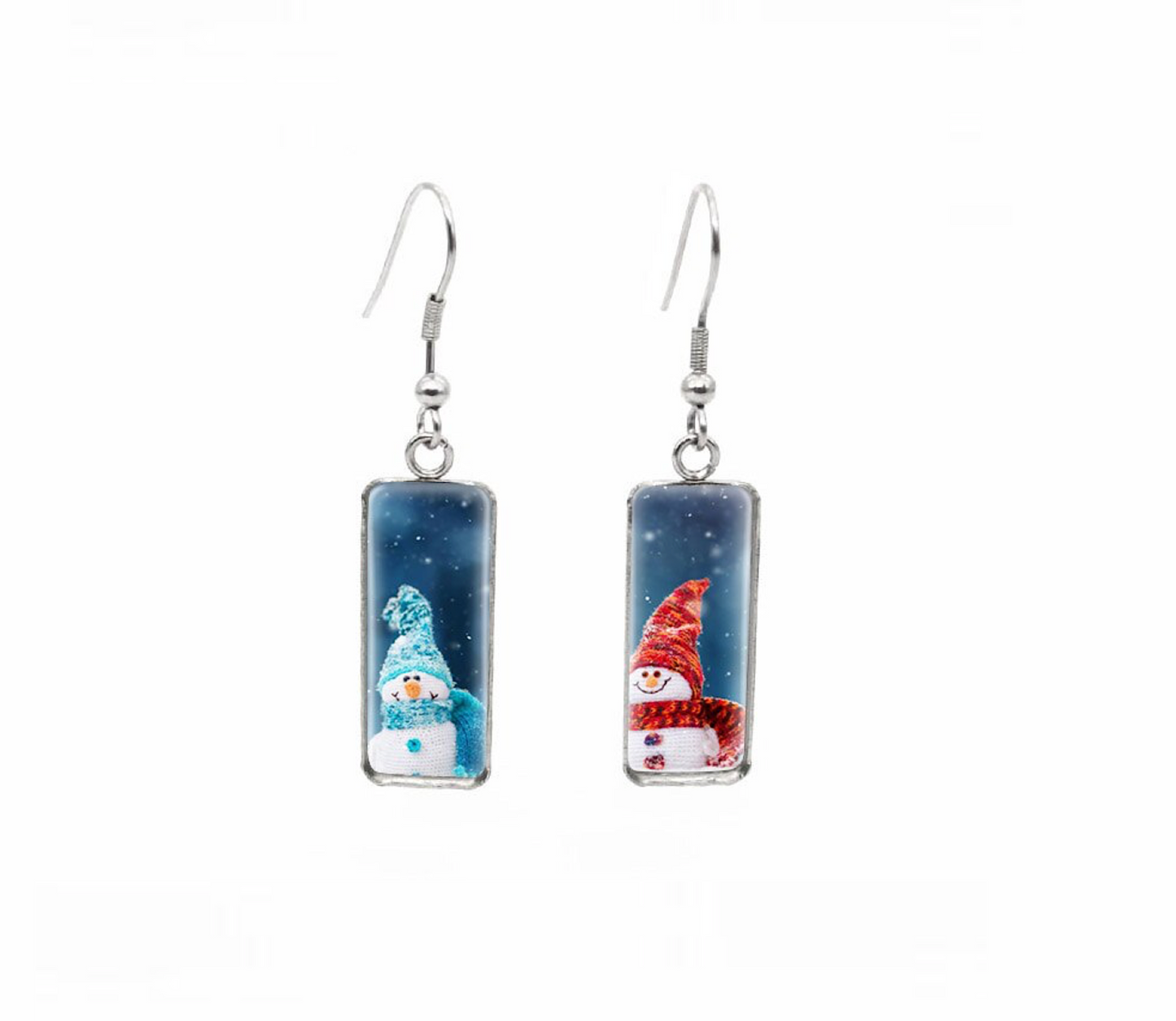 Winter & Christmas Themed Rectangular Drop Earrings