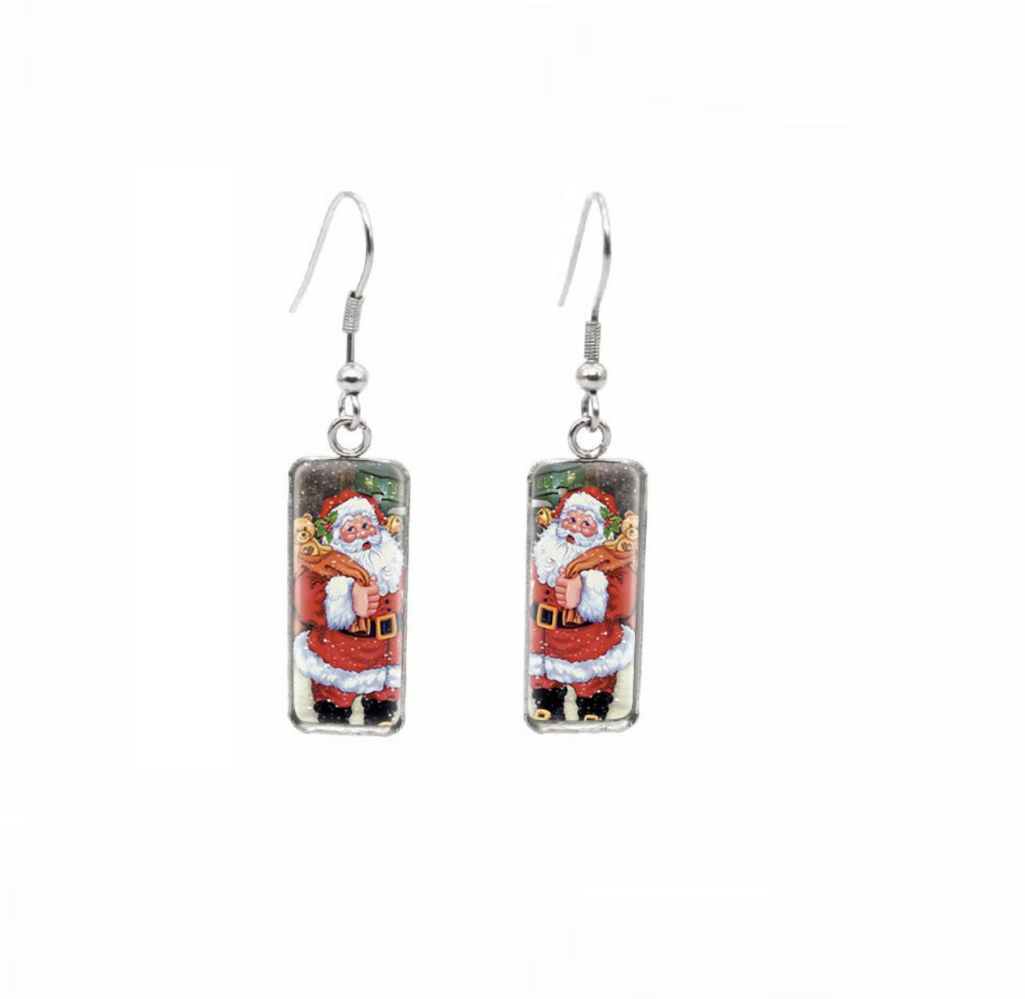 Winter & Christmas Themed Rectangular Drop Earrings