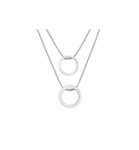 Sterling Silver Ring Layered Pendant Necklace