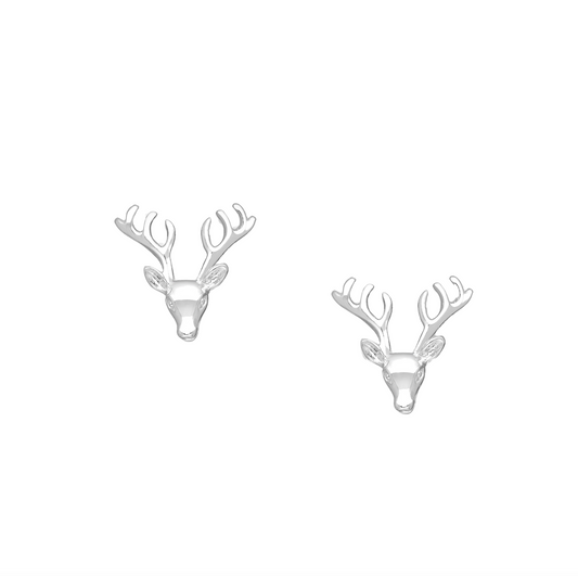 Sterling Silver Deer Stud Earrings