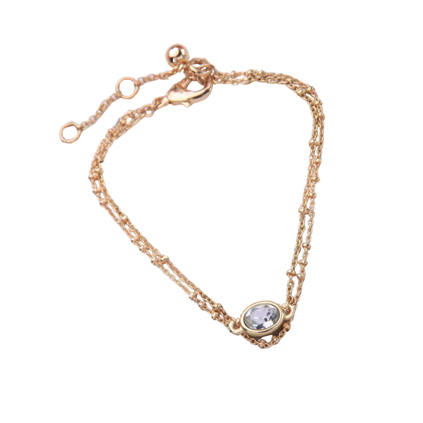 Goldtone Solitaire Crystal Bracelet