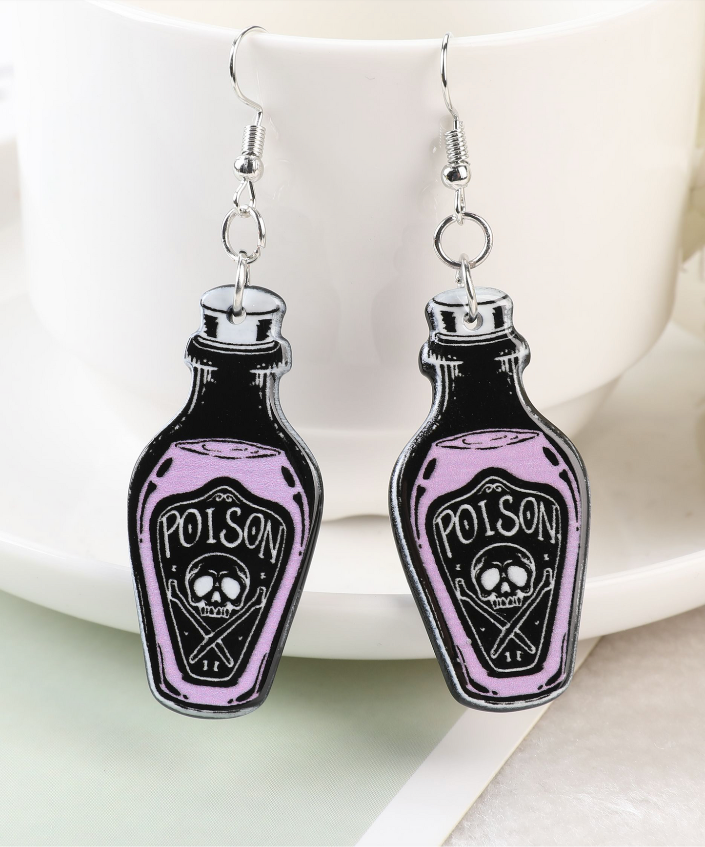 Black & Purple Poison Bottle Drop Earrings