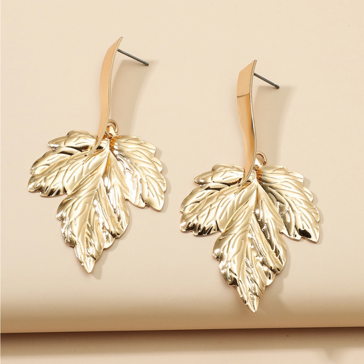 Goldtone Maple Leaf Drop Earrings