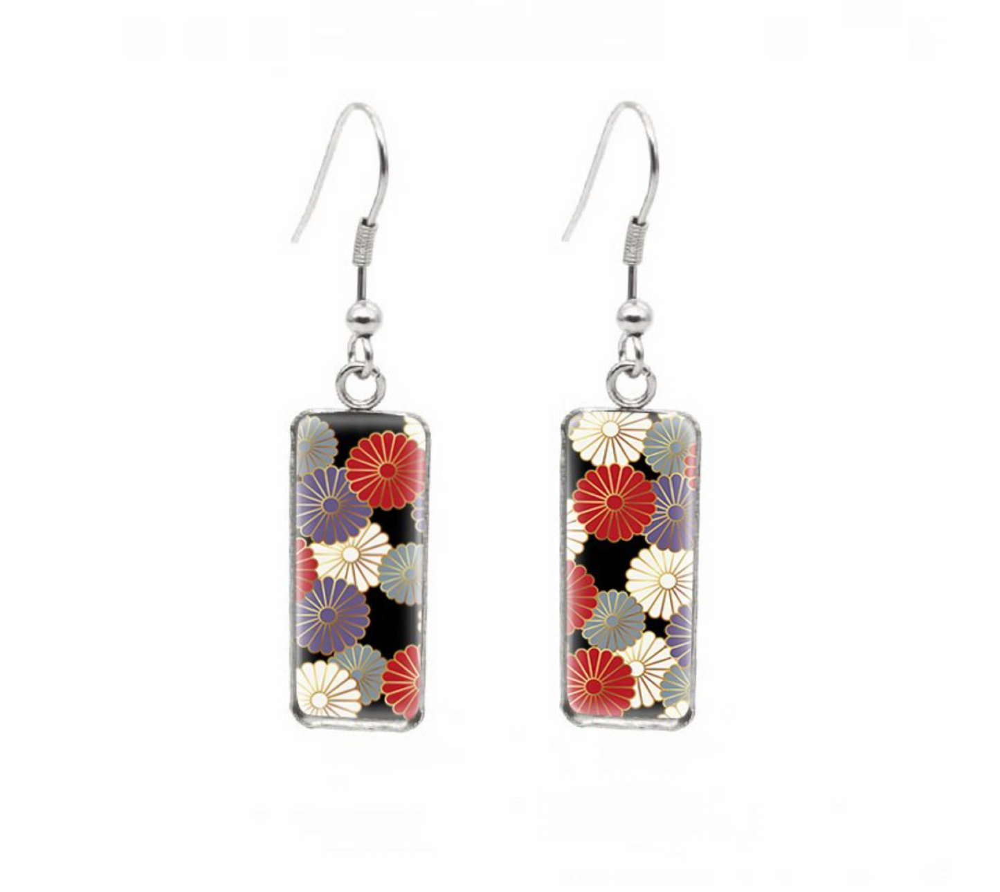 Patterned Rectangular Drop Earrings