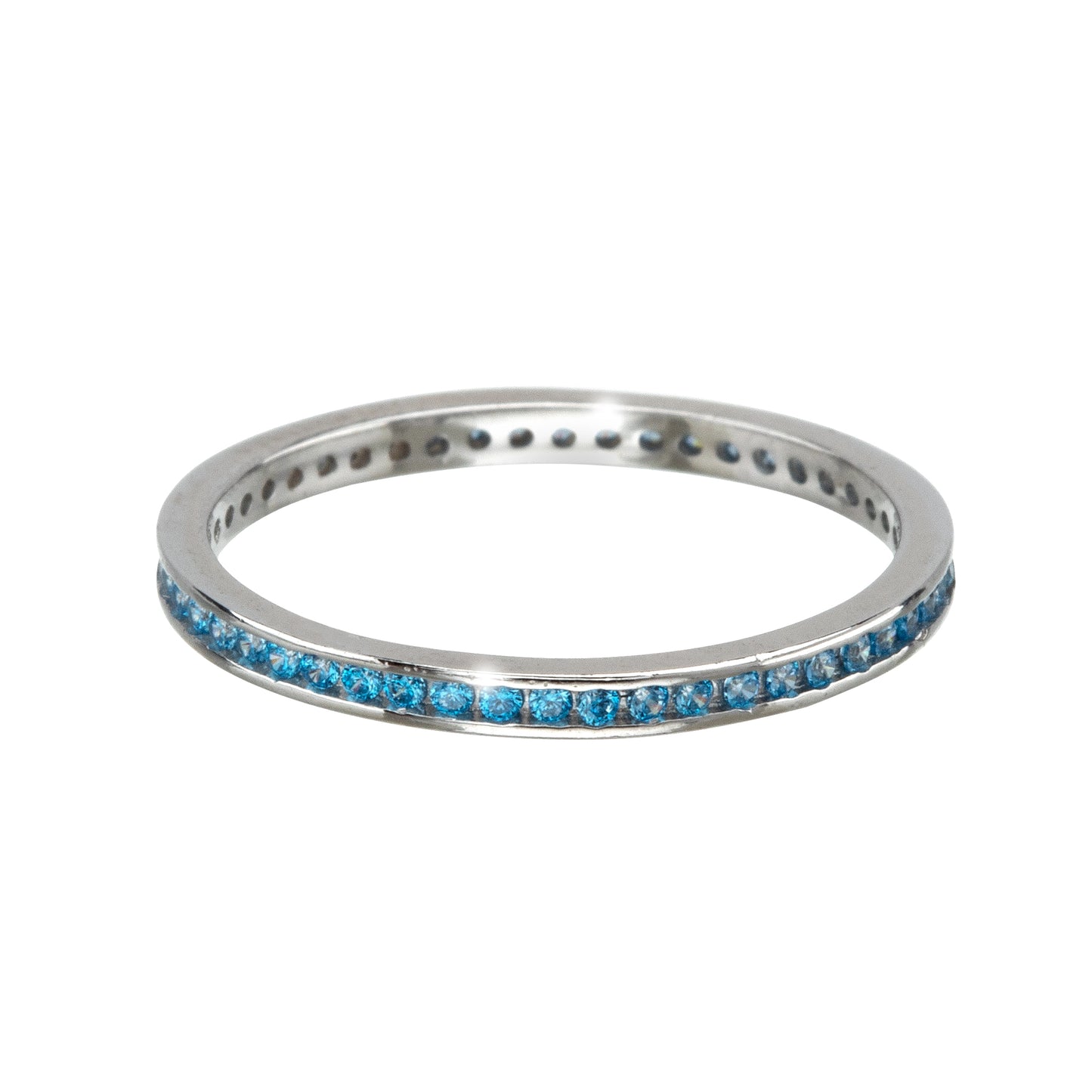 Blue Cubic Zirconia & Sterling Silver Band Ring