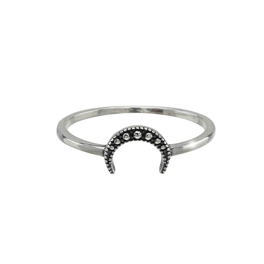 Sterling Silver Oxidized Moon Ring