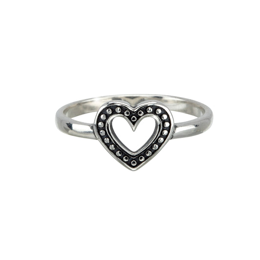 Sterling Silver Oxidized Open Heart Ring