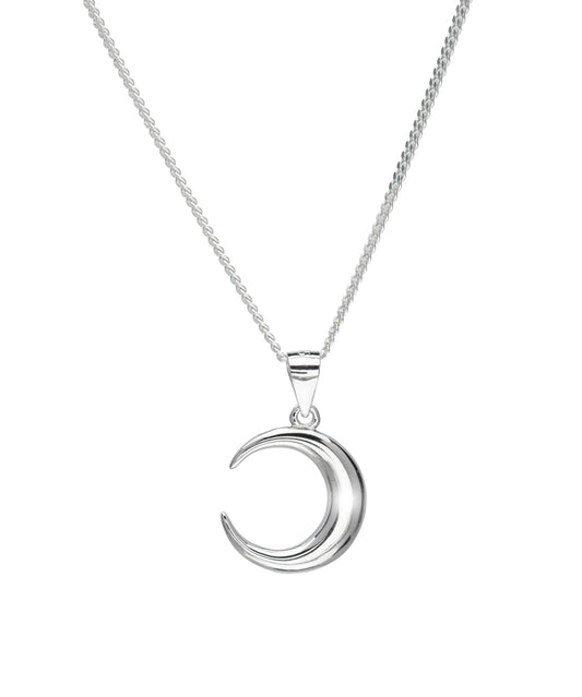 Sterling Silver Crescent Moon Pendant Necklace