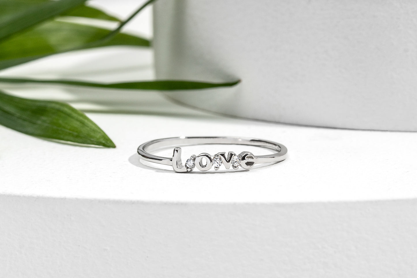 Cubic Zirconia & Sterling Silver 'Love' Ring