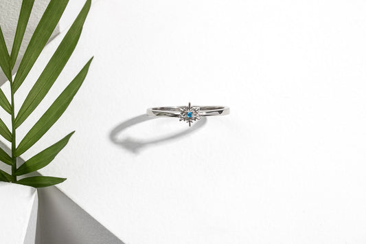 Blue Cubic Zirconia & Sterling Silver Snowflake Ring