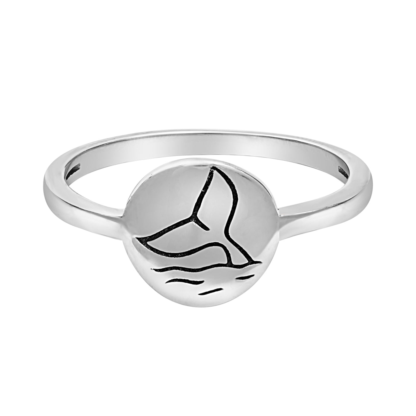 Sterling Silver Fish Tail Etched Ring