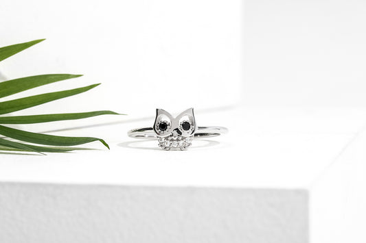 Cubic Zirconia & Sterling Silver Owl Ring